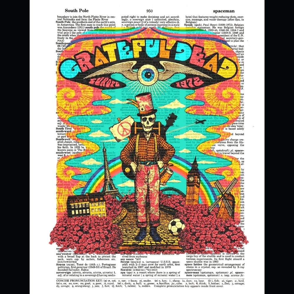 Grateful Dead Bright Retro Music Band Vintage Dictionary Art Print